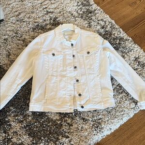 Articles of Society Women’s Denim Stretch Jacket. White, SZ XL